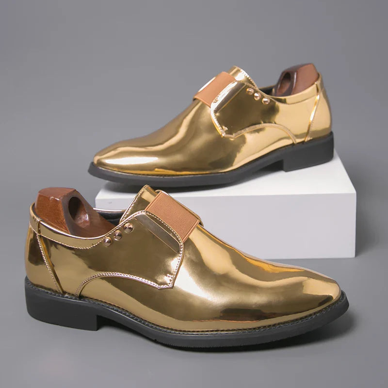 Fashion New Mens Charm Gold Patent Leather Business Office Shoes Designer Brand Loafers Formal Wedding Dress Homecoming Footwear
