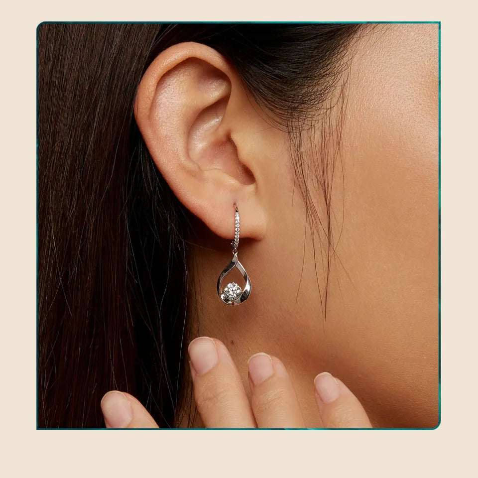 1 CTTW Moissanite Waterdrop Ear Buckles 925 Sterling Silver Hoop Earrings for Women Fine Jewelry Gift