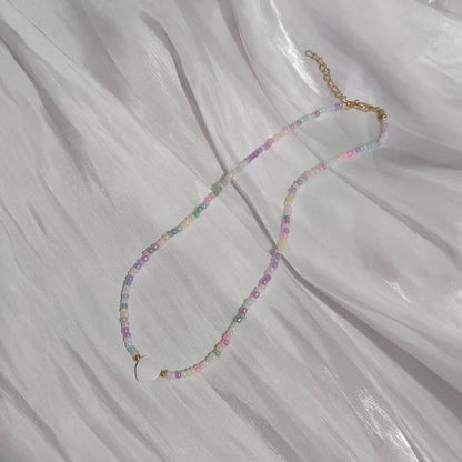 Handmade Rainbow Seed Beads Simple Choker Necklace Candy Color Neck Chain Women's Wild Sweet Colorful Collar Jewelry