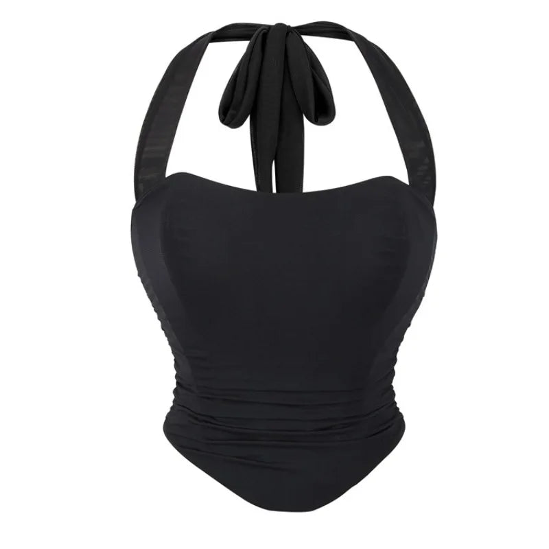 Corset Halter Crop Top Women Camisole Short Cropped Tank Tops Summer Sexy Elegant Nightclub Evening Party Female Clothes