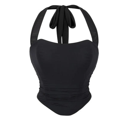 Corset Halter Crop Top Women Camisole Short Cropped Tank Tops Summer Sexy Elegant Nightclub Evening Party Female Clothes