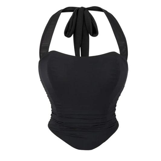 Corset Halter Crop Top Women Camisole Short Cropped Tank Tops Summer Sexy Elegant Nightclub Evening Party Female Clothes