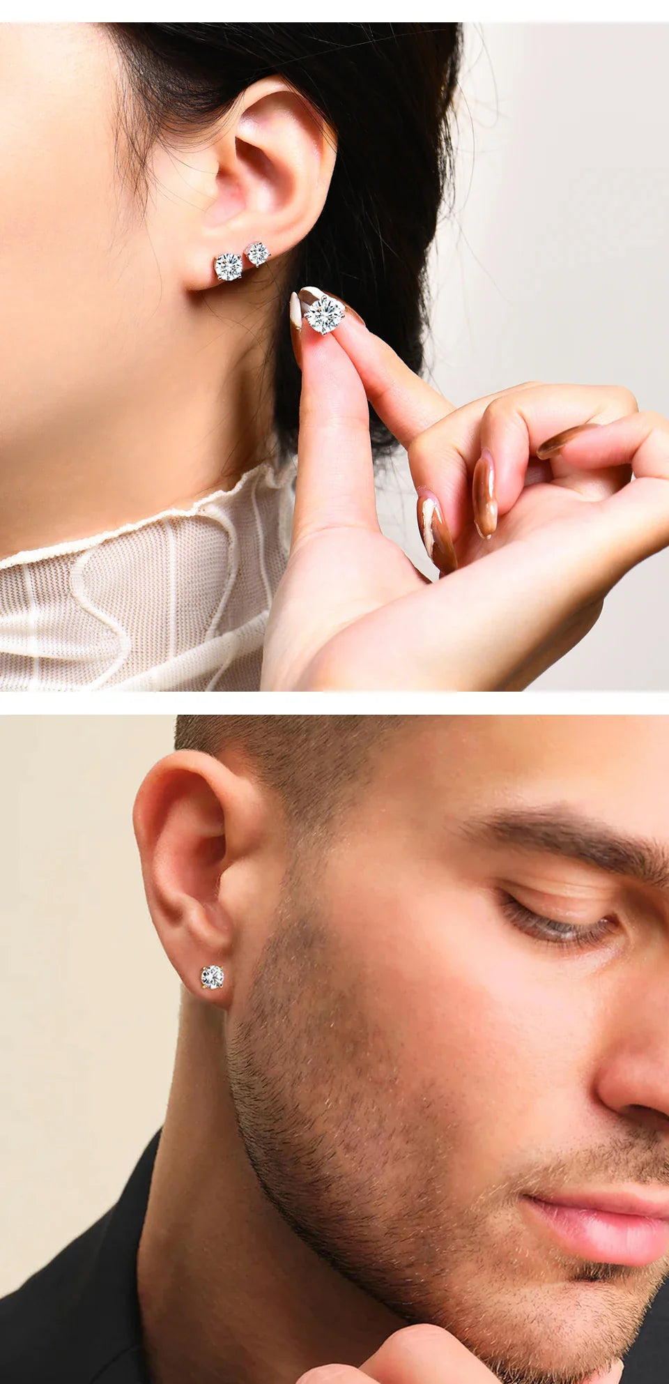 D VVS1 Moissanite Four Claw Earrings For Women Man S925 Sterling Silver Sparkling Wedding Jewelry Shipping from the USA