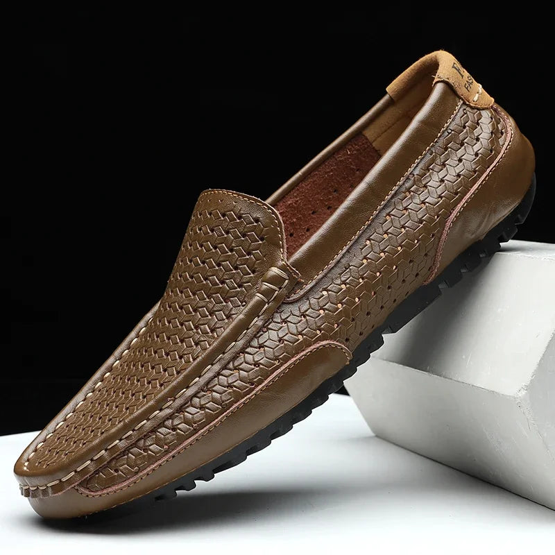 Summer Luxury Brand Men Casual Shoes Soft Genuine Leather Mens Loafers Moccasins Italian Designer Breathable Slip on Boat Shoes