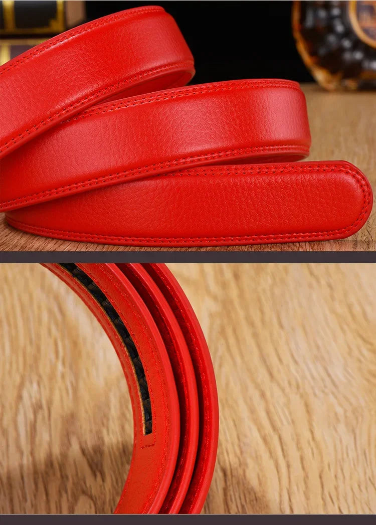 Men Women 2.4 2.8 3.0 3.5 cm Wide Belt No Buckle for Automatic Buckle High Quality PU Leather Belts Body Straps without Buckle