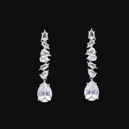 Luxury Cubic Zirconia Jewelry Sets for Women Wedding Bridal 4PCS Drop Necklace Earrings Set Party Gift