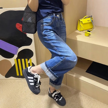 Women Elastic High Waist Denim Trousers Spring Jean Pants