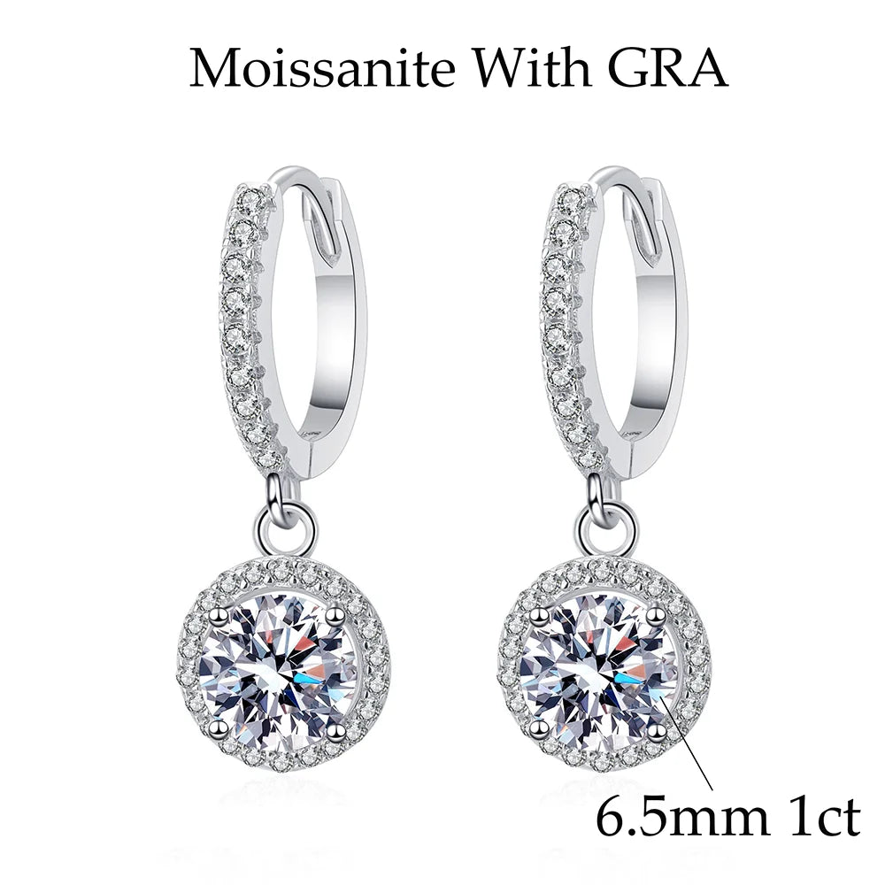 6.5mm 2cttw D Color Moissanite Earring 100% S925 Sterling Sliver Earrings for Women Wedding Engagement Fine Jewelry Gift