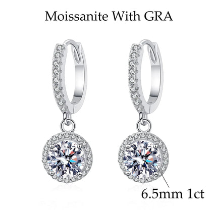 6.5mm 2cttw D Color Moissanite Earring 100% S925 Sterling Sliver Earrings for Women Wedding Engagement Fine Jewelry Gift