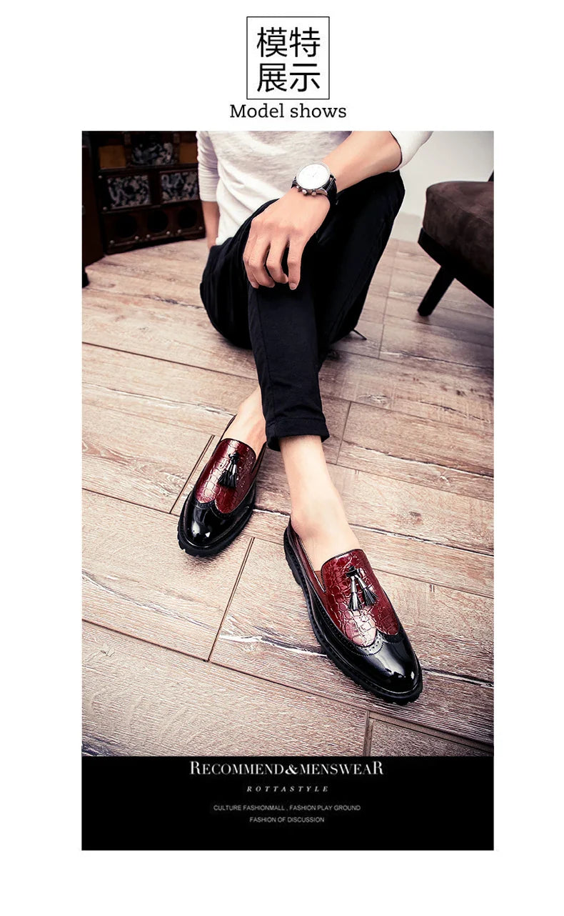 High Quality Casual Business Leather Shoes Men Formal Men's Dress Shoes Classic Tassels Retro Office Social Leather Loafers Male
