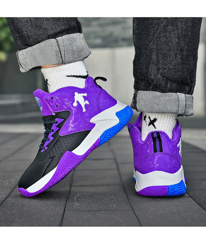 Children‘s Basketball Shoes Non-slip Breathable Basketball Training Sneakers Lace-up Boys Girls Basketball Boots Athletic Shoes
