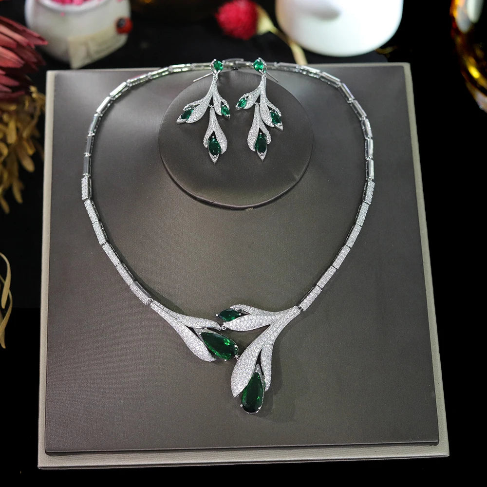 Unique Design Tulip Necklace Earrings New Fashion Europe Bridal Jewelry Set Women's Wedding Party Accessories