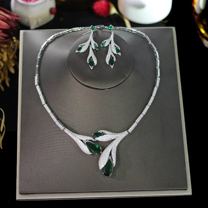 Unique Design Tulip Necklace Earrings New Fashion Europe Bridal Jewelry Set Women's Wedding Party Accessories