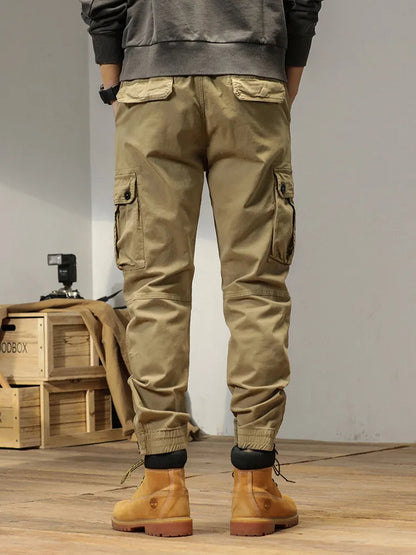 2025 New Multi-Pockets Spring Summer Cargo Pants Men Streetwear Zipper Leg Skinny Work Joggers Cotton Casual Tactical Trousers