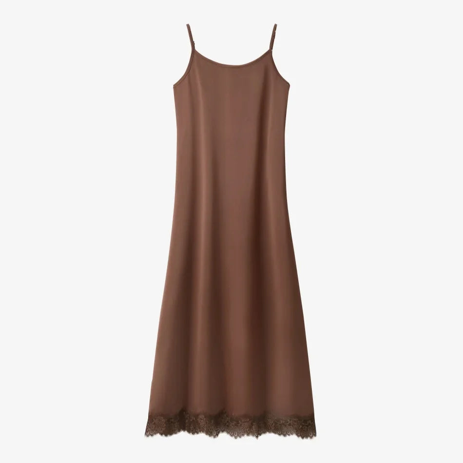 Lace slip satin dress + lace satin skirt +knitting vest + knitting cardigan collection woman dressy outfit