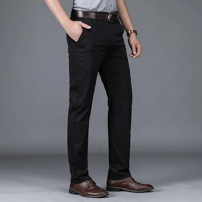 Business Men's 98% Cotton Straight Casual Pants Plus Size Loose Stretch Autumn Winter Office Trousers Classic Male Clothing