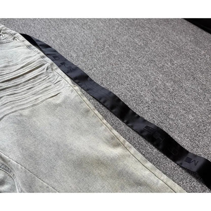 Rick Lavagem Azul Bolso com Zíper Calça Jeans Slim Fit Calças Jeans Algodão Denim Conforto Casual Tamanho P M G GG #B4