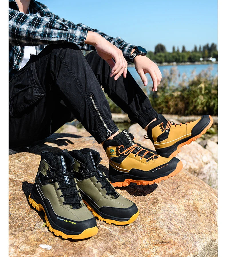 Men's Safety Shoes Steel Toe Anti Smash Safety Boots Puncture Proof Construction Wear-Resistant Work Boots