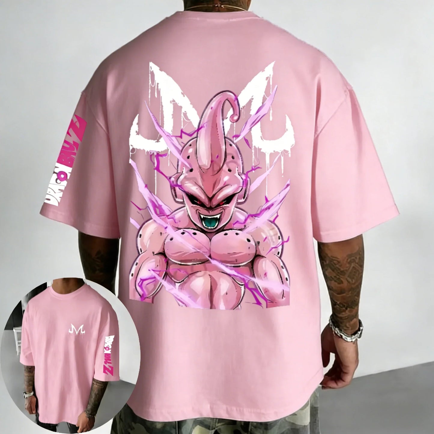T-shirt Summer New Majin Buu Printed Men's Street Hip Hop Oversized Casual Short Sleeve Top