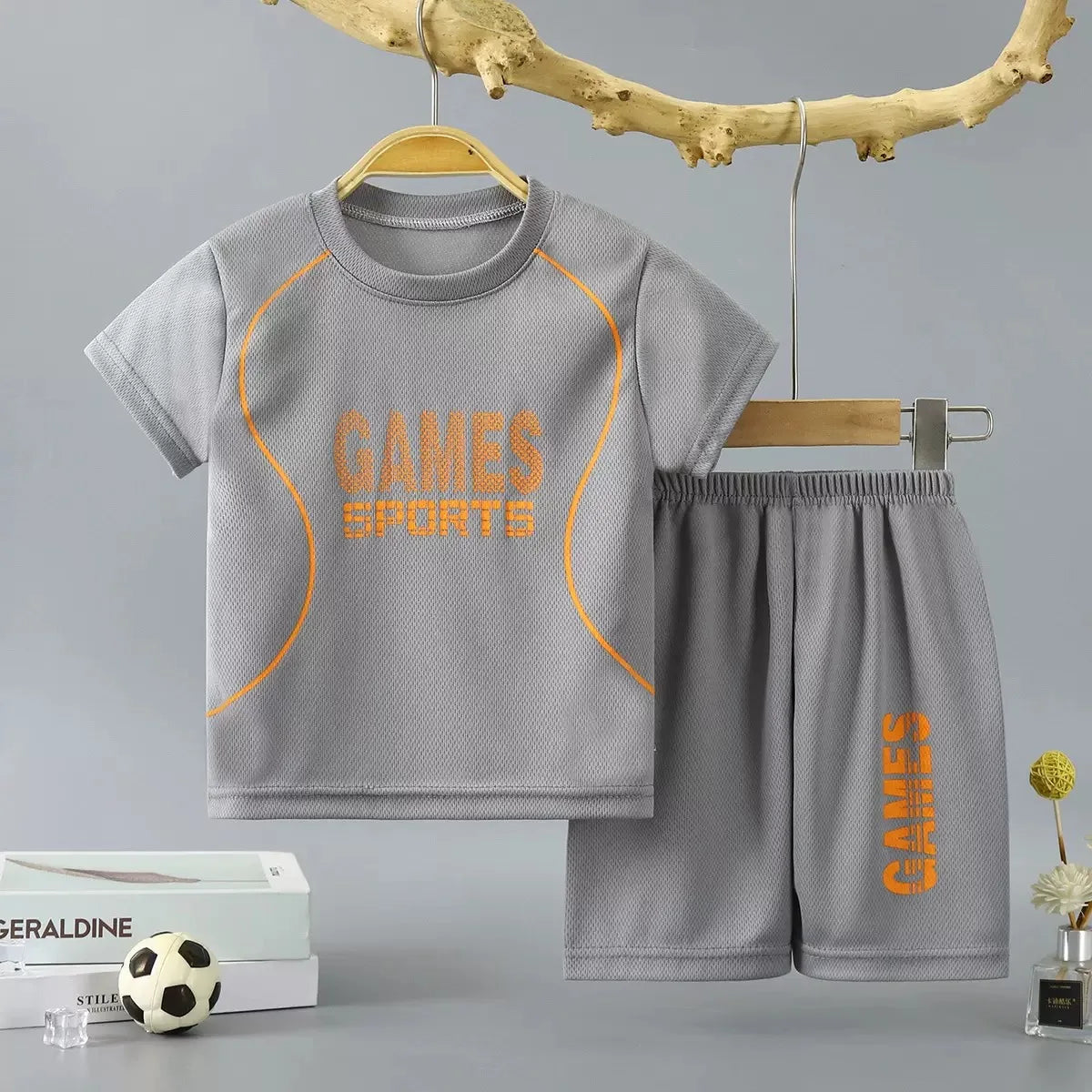 1Set Children's Quick-drying Sports Suit Boys Girls Running Tee Kid Casual Short Sleeves And Shorts Breathable Basketball Sets