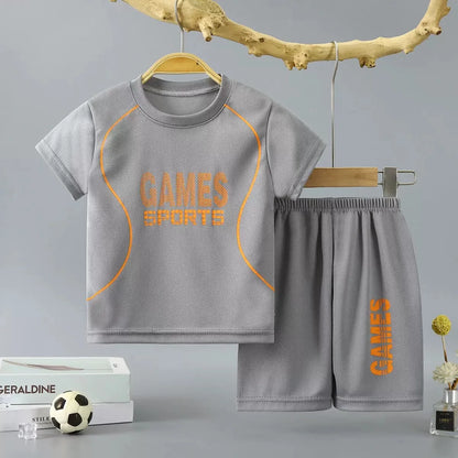 1Set Children's Quick-drying Sports Suit Boys Girls Running Tee Kid Casual Short Sleeves And Shorts Breathable Basketball Sets