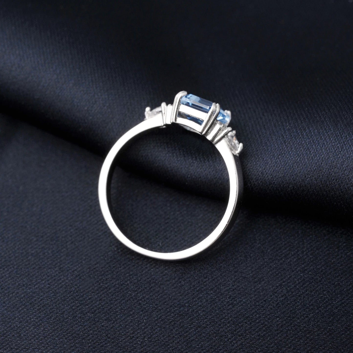 Sky Blue Topaz Emerald Cutring rings for women gift 925 sterling silver jewelry Free delivery elegant valentines fashion