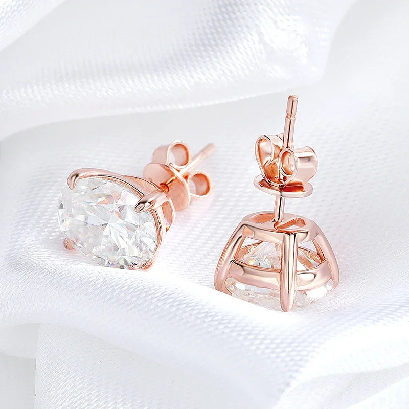 0.5-5CT Doveggs Moissanite Stud Earrings for Women Bridal Oval Cut Ear Jewelry Lab Diamond 100% S925 Sterling Silver