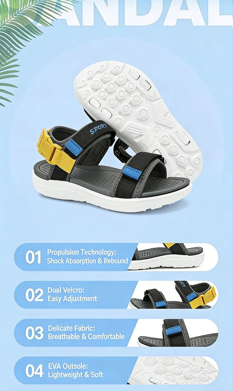 Lightweight Kids Sandals Summer Quick-Dry Breathable Beach Shoe Non-Slip Outdoor Sport Walking Sandals for Boys Girls Size 30-38