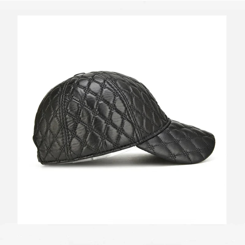 2026 Spring Genuine Sheepskin Leather 55-61CM Black Baseball Caps For Man Casual Street Gf Gorras Dad Hat
