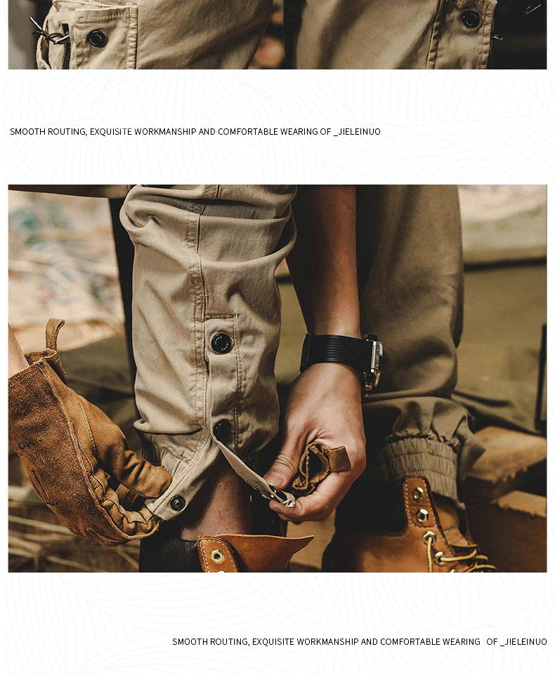 Autumn Men's Cargo Pants New Multi-Pocket Tactical Casual Pants Straight Leg Fashion Tactical Trousers Elastic Waist Cargo Pants