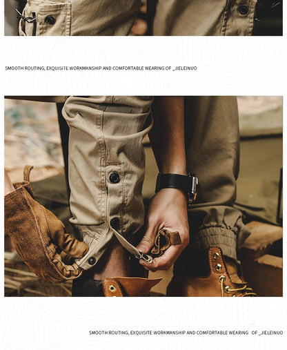 Autumn Men's Cargo Pants New Multi-Pocket Tactical Casual Pants Straight Leg Fashion Tactical Trousers Elastic Waist Cargo Pants