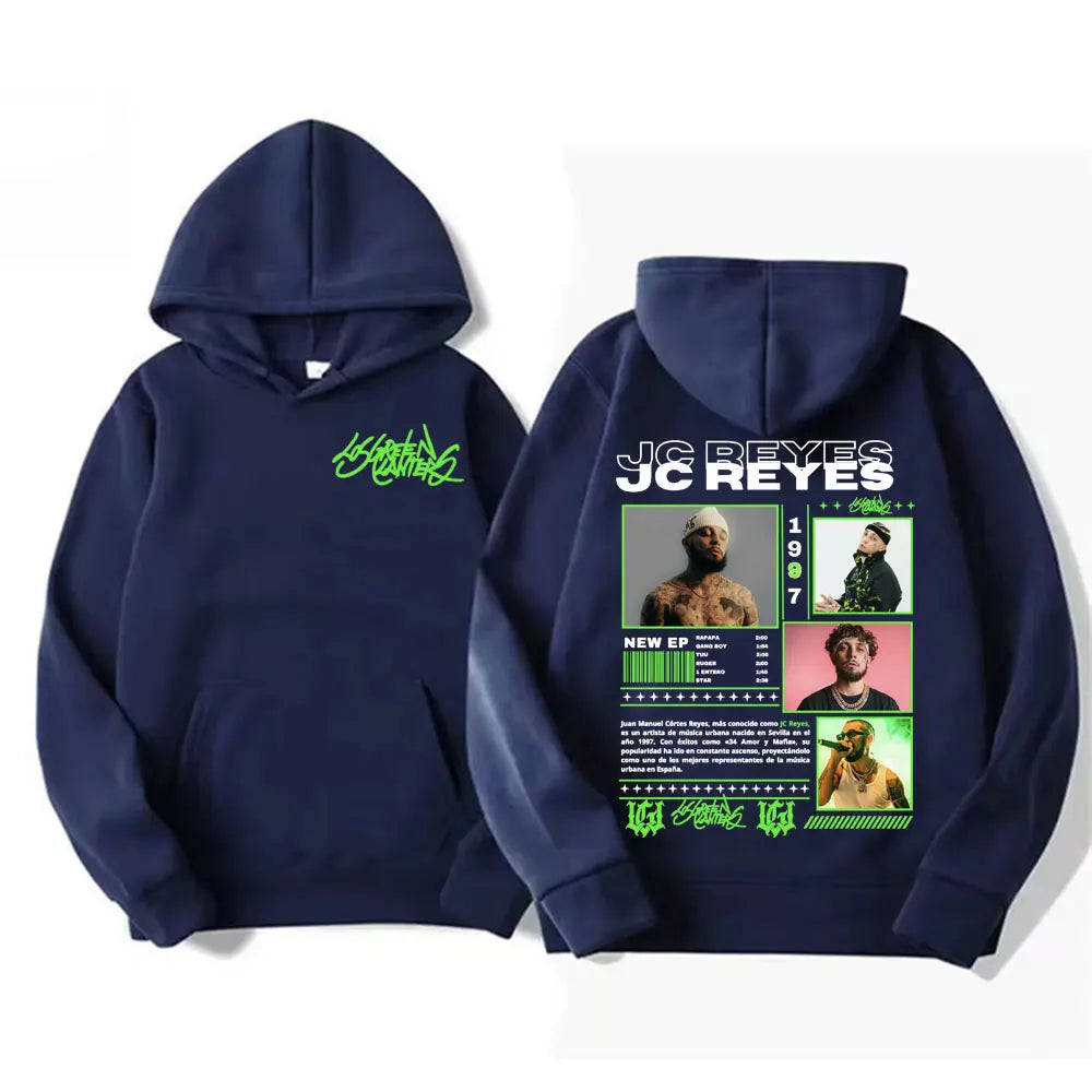 Rapper Jc Reyes Album Tour 2025 Double Sided Graphic Pullover Hoodies Men Women Harajuku Hip Hop Punk Fashion Sweatshirt Hoodie