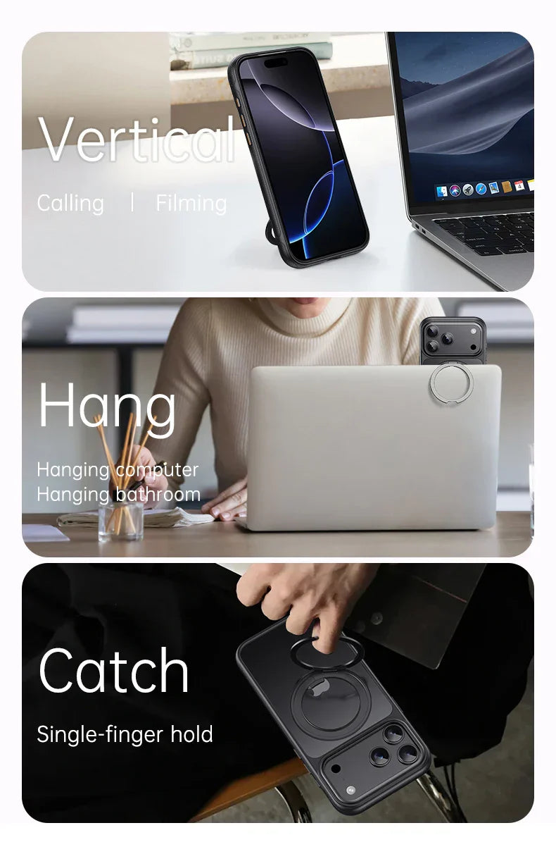 Magnetic 360 Degrees Rotating Ring Holder Case For iPhone 17 Pro Max / 17 Air