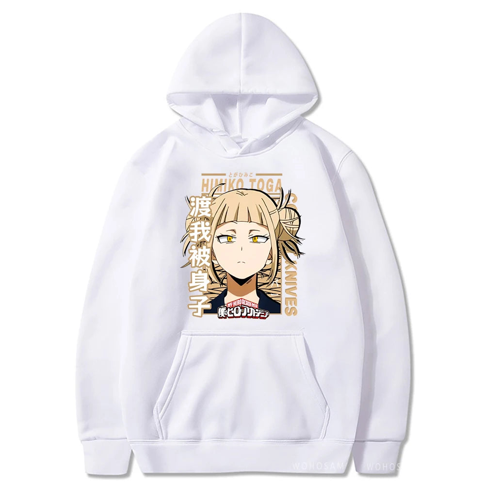 My Hero Academia Kawaii Himiko Toga Women Hoodies Printed Aesthetics Head Poster Manga Harajuku Anime Printed Hooded Sweatshirts