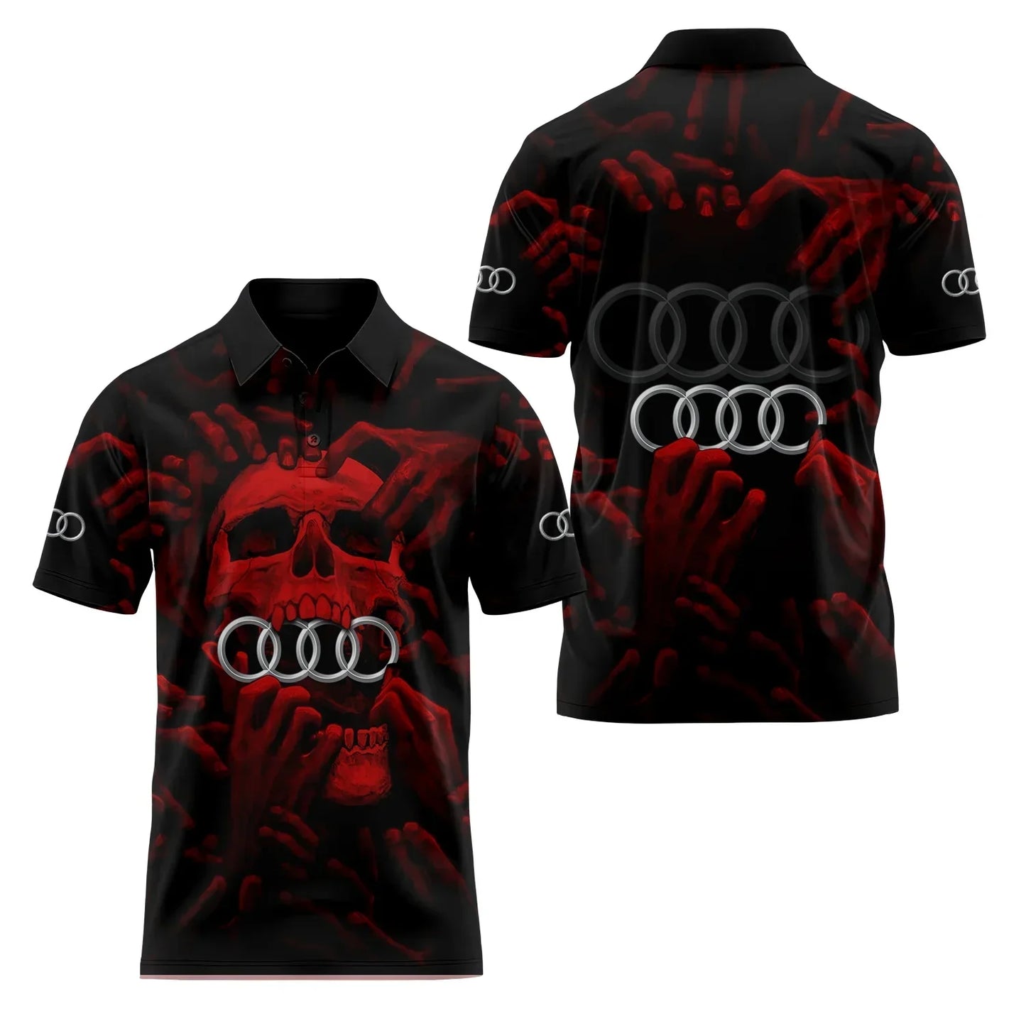 Short-Sleeved Polo Shirt 3D Printed 4S Fast Dry Sport Collar T-Shirt for Store Staff Fashionable