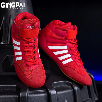Professional Wrestling Shoes Boxing Shoes Men Women Training Shoes Tendon Bottom Artificial Leather Sports Shoes Breathable Soft