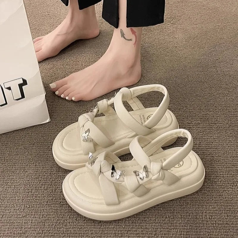 New Arrival Kids Sandals Children's Design Hollow-out Casual Sandals Soft Flat Strappy Sandals Girls Cute Bowknot Beach Shoes