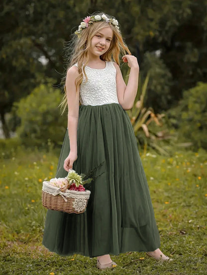 Vestido de Dama de Honra para Bebê Crianças Verão Princesa Festa Renda Casamento Aniversário Vestidos Roupa Infantil 2 4 6 8 10 12 14