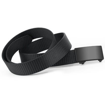 2pcs Men's Belt Outdoor Leisure Sports Belt Toothless Quick Release Automatic Buckle Quality Black Belt