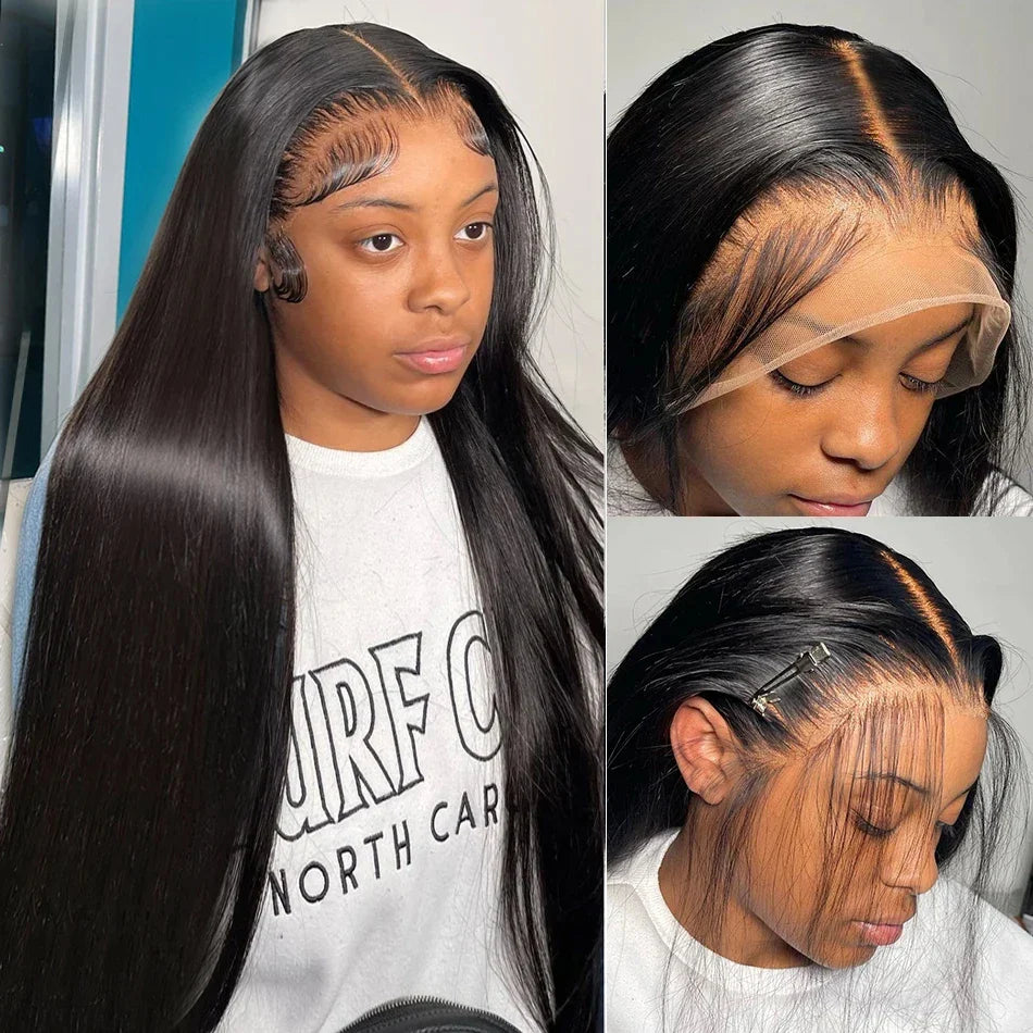 250 density Lace Front Human Hair Wigs Brazilian Hd Transparent Straight 30 40 Inch 13x6 Lace Front wig 360 Wigs For Women 4x4