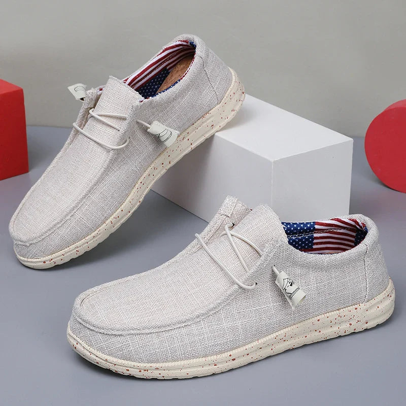 Men Casual Canvas Shoes Mens Loafers Breathable Slip on Flats Male Vulcanized Shoes Driving Shoes Plus Size 47 Walking Sneakers