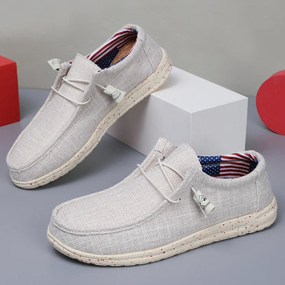Men Casual Canvas Shoes Mens Loafers Breathable Slip on Flats Male Vulcanized Shoes Driving Shoes Plus Size 47 Walking Sneakers