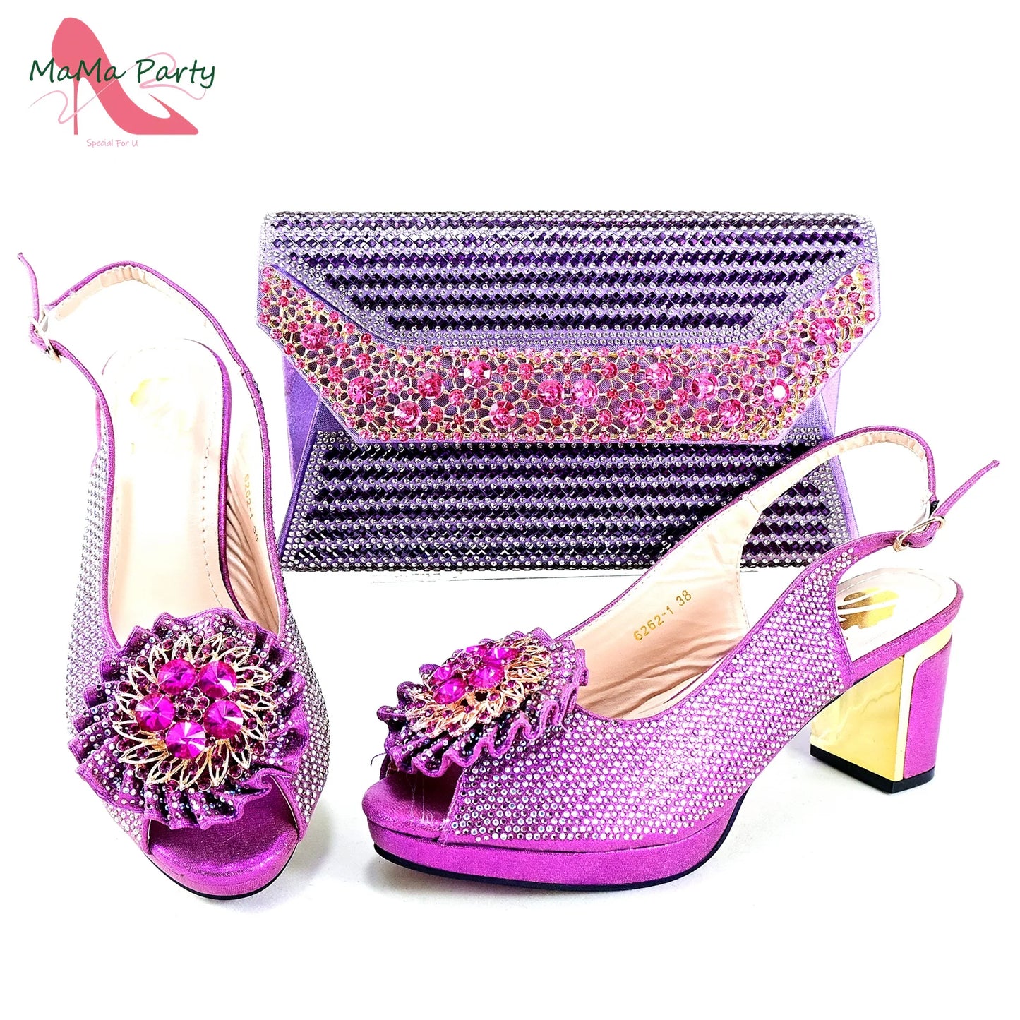 Italian Women Shoes Matching Bag Set in Green Color 7 CM Comfortable Heels with Plaform Elegant Peep Toe Sandals