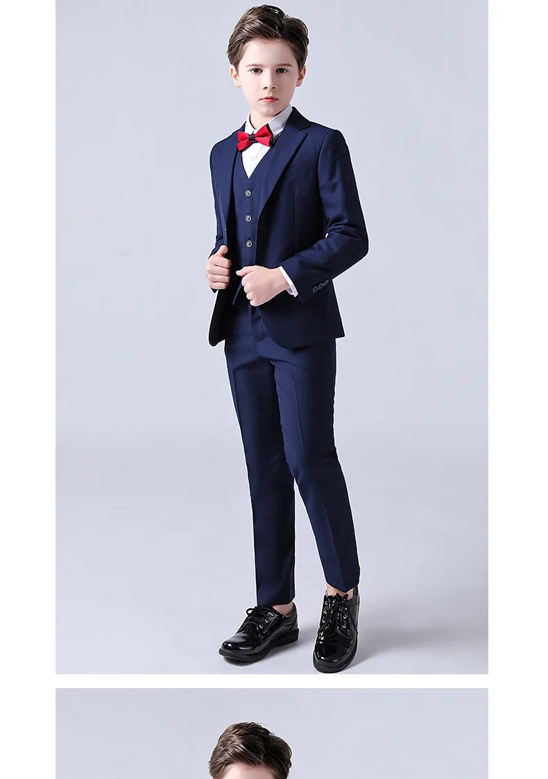 1-14 Years Children Boy Wedding Suit Black Nave Blue Elegant Suits For Children Boys Suits Outfits Set Teenager Kids Suits