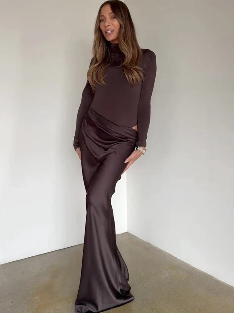 Satin Sexy Hollow Out Women Maxi Dress Black Sleeveless High Waist Dress Female Autumn Skinny Elegant Party Clubwear