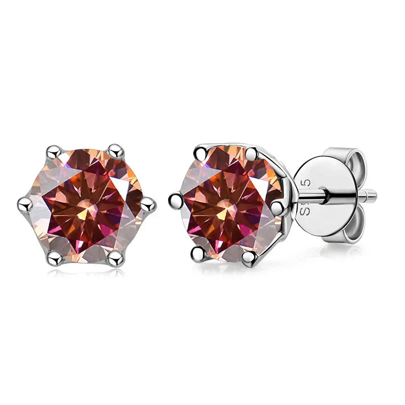 Real 1 CT D Color Moissanite Stud Earrings For Women Top Quality 925 Sterling Silver Sparkling Wedding Jewelry