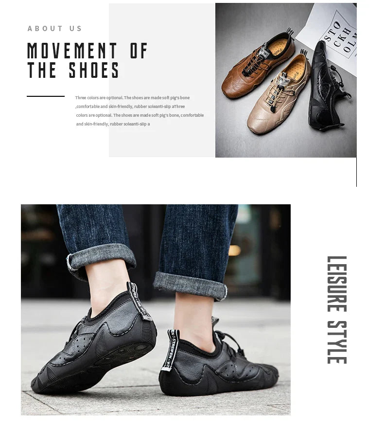 Leather Casual Sneakers for Men Driving Shoes 2024 New Fashion In Waterproof Men Doug Luxury Dress Loafers Shoes Footwear ﻿