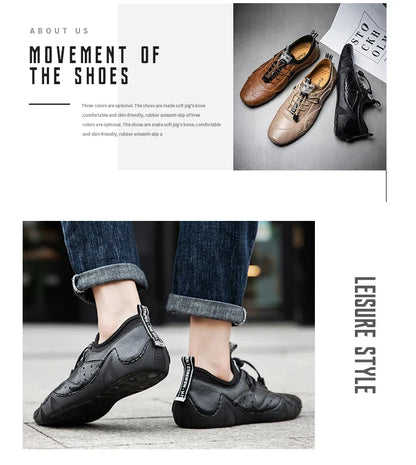 Leather Casual Sneakers for Men Driving Shoes 2024 New Fashion In Waterproof Men Doug Luxury Dress Loafers Shoes Footwear ﻿