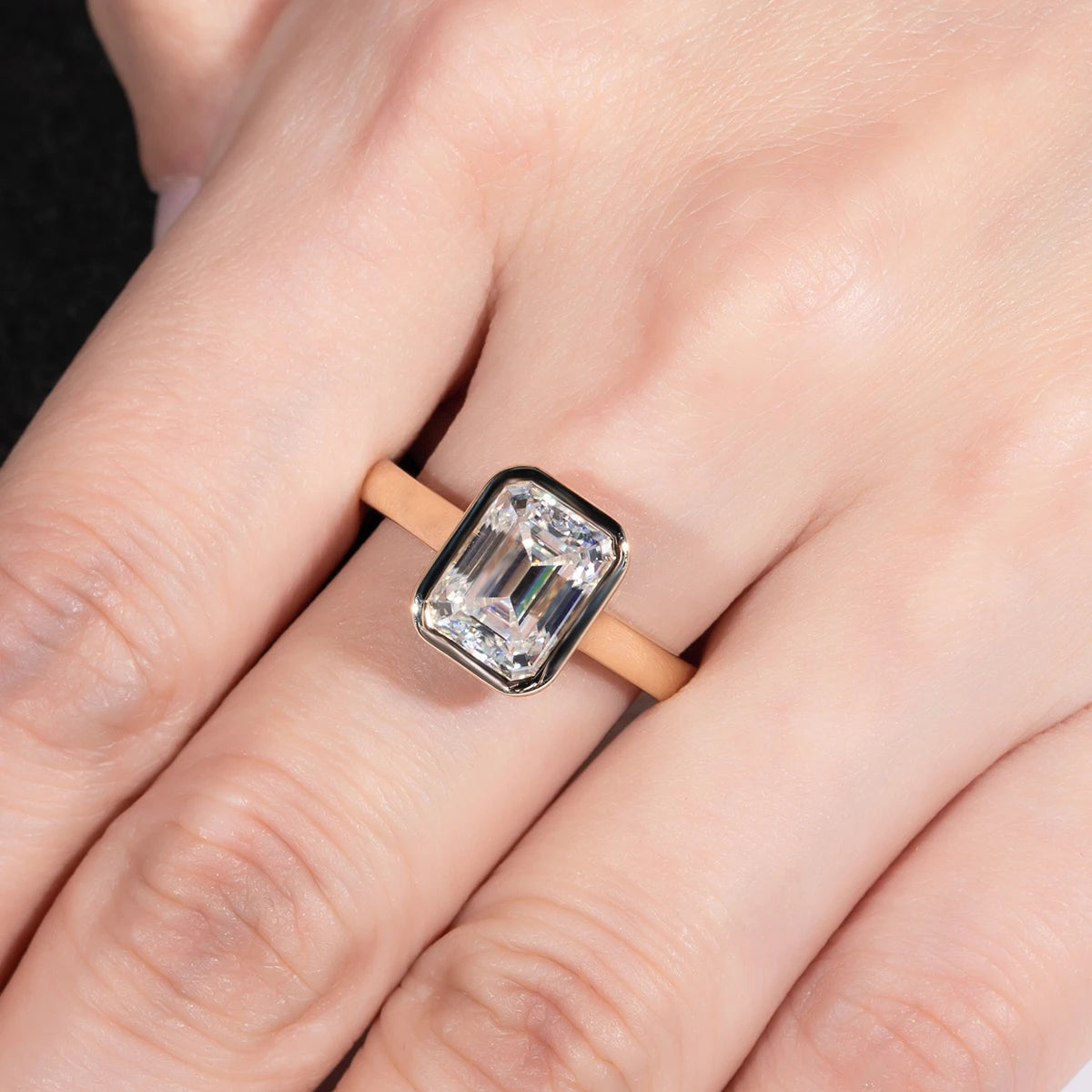 3ct Emerald Cut D Color Moissanite Engagement Ring Yellow Color 925 Sterling Silver Rings For Women Jewelry Wholesale