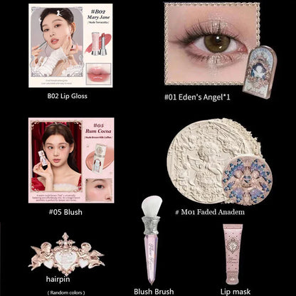 Little Angel Collection Makeup Gift Box Eyeshadow Blush Cream Matte Lipstick Highlighter Full Kit All In One